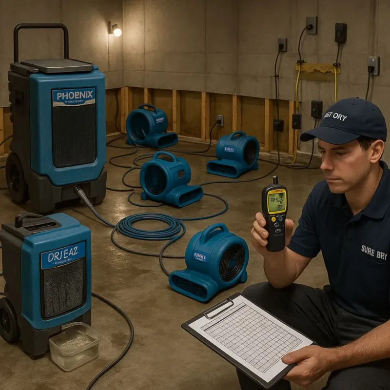 Structural Drying and Dehumidification process in Enfield, CT